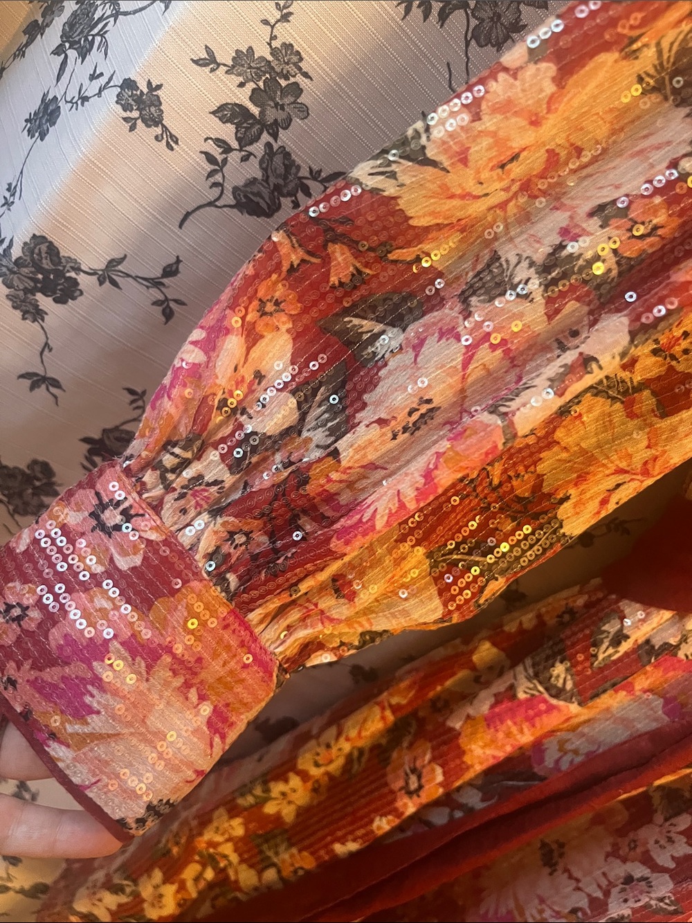 LC Lauren Conrad NWT Sequin Floral Wrap Mini Dress - Picture 3 of 7